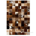 Cowhide patchwork leather area rug